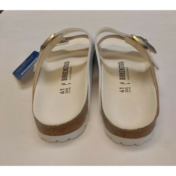Birkenstock Arizona Split Birko-Flor Womens 10 Mens 8 Sandals Gold White EU 41 - Picture 5 of 9